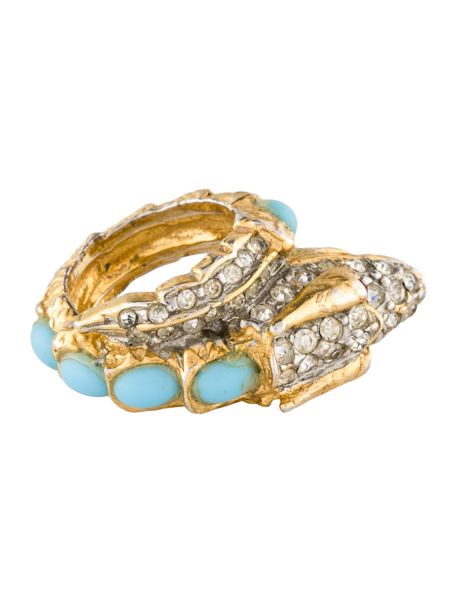 Kenneth Jay Lane Crystal & Resin Dragon Wrap Ring