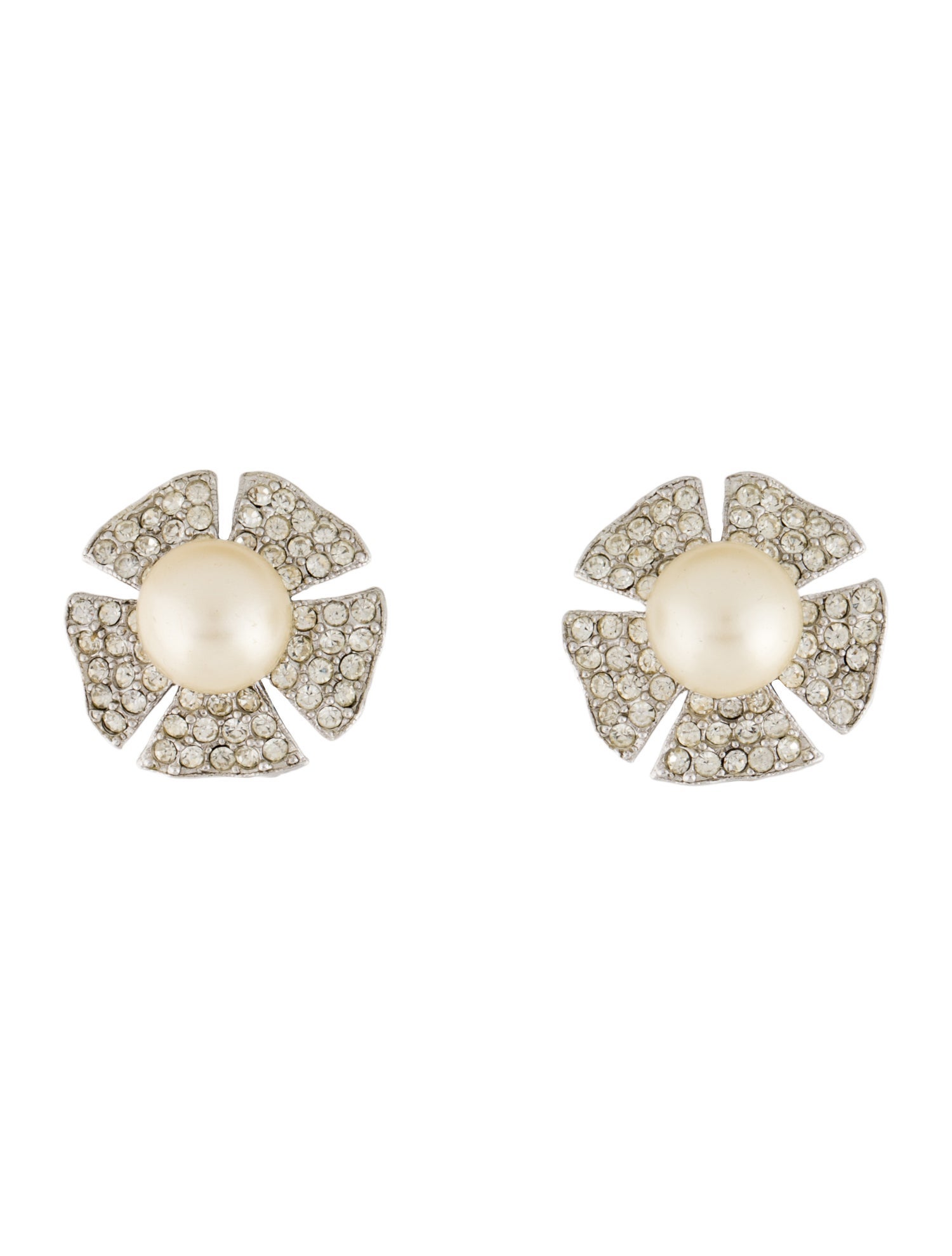 Kenneth Jay Lane Crystal & Faux Pearl Clip-On Earrings