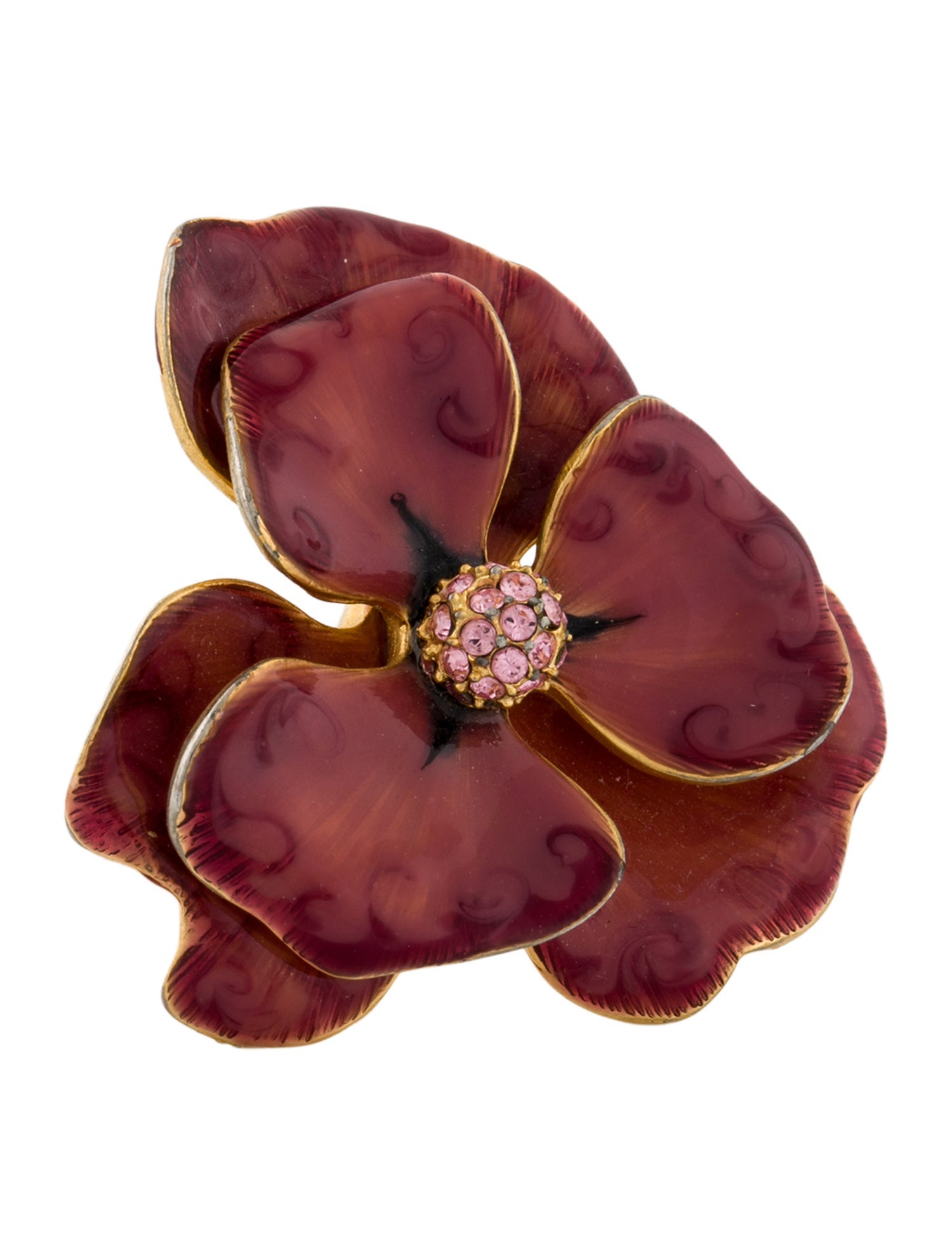 Kenneth Jay Lane Crystal & Enamel Flower Cocktail Ring