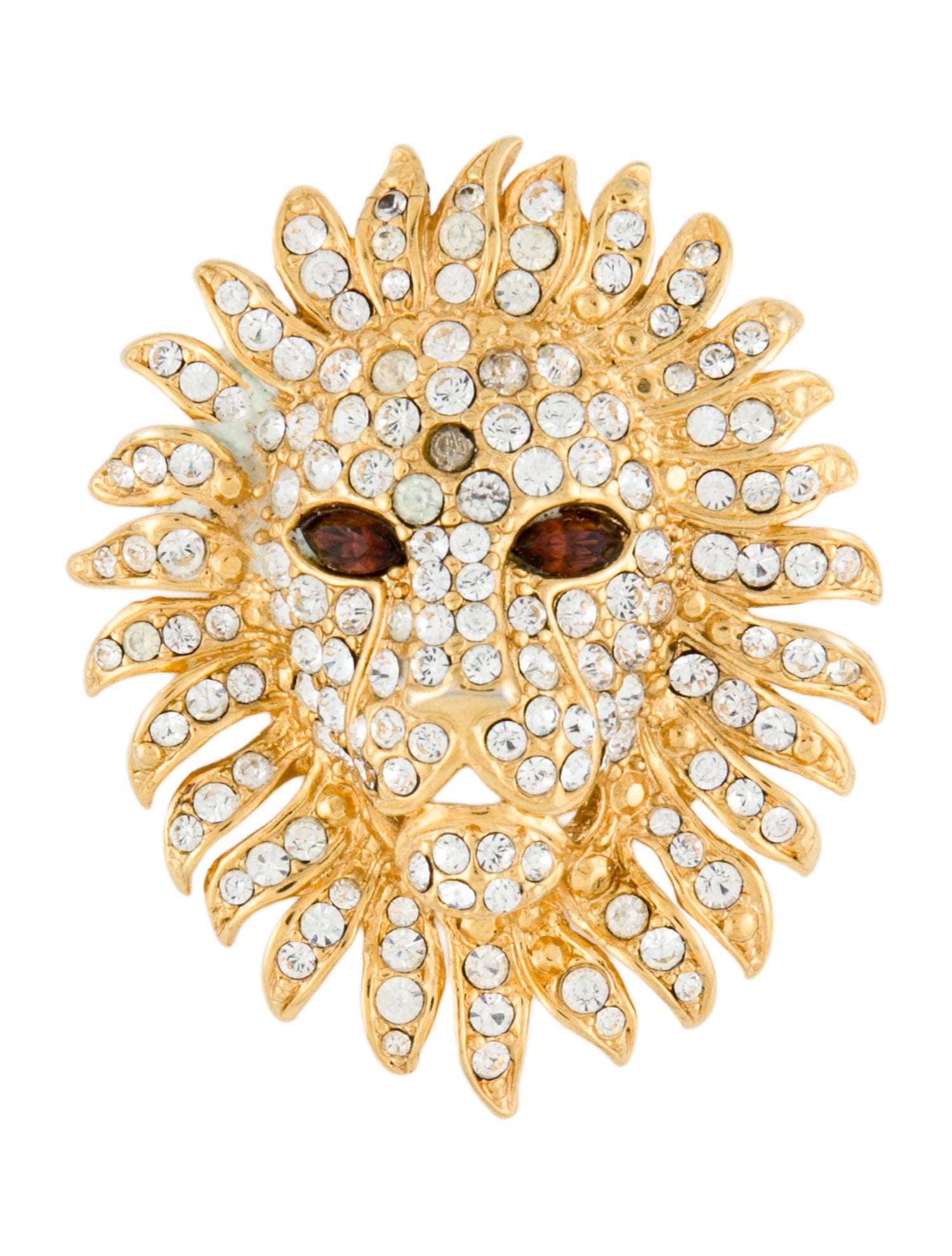 Kenneth Jay Lane Crystal Lion Convertible Pendant Brooch