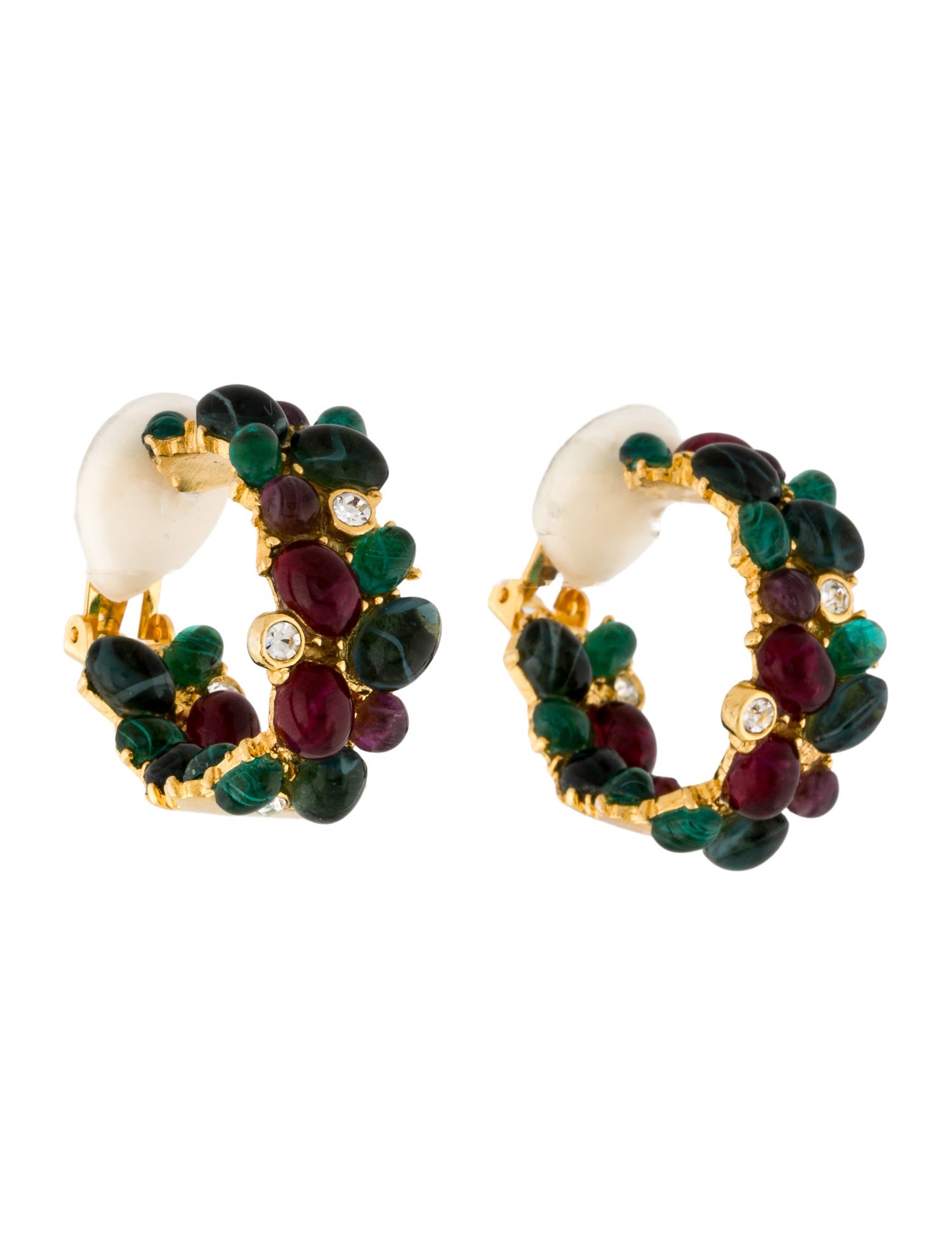 Kenneth Jay Lane Crystal & Resin Clip-On Hoop Earrings