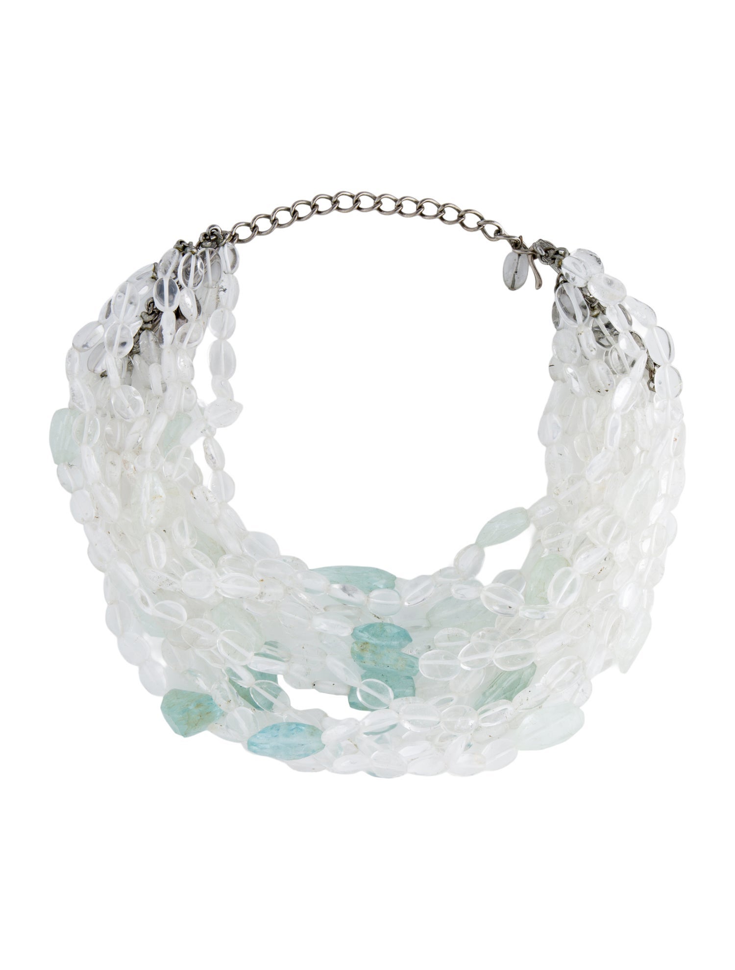 Kenneth Jay Lane Aquamarine & Crystal Beaded Necklace
