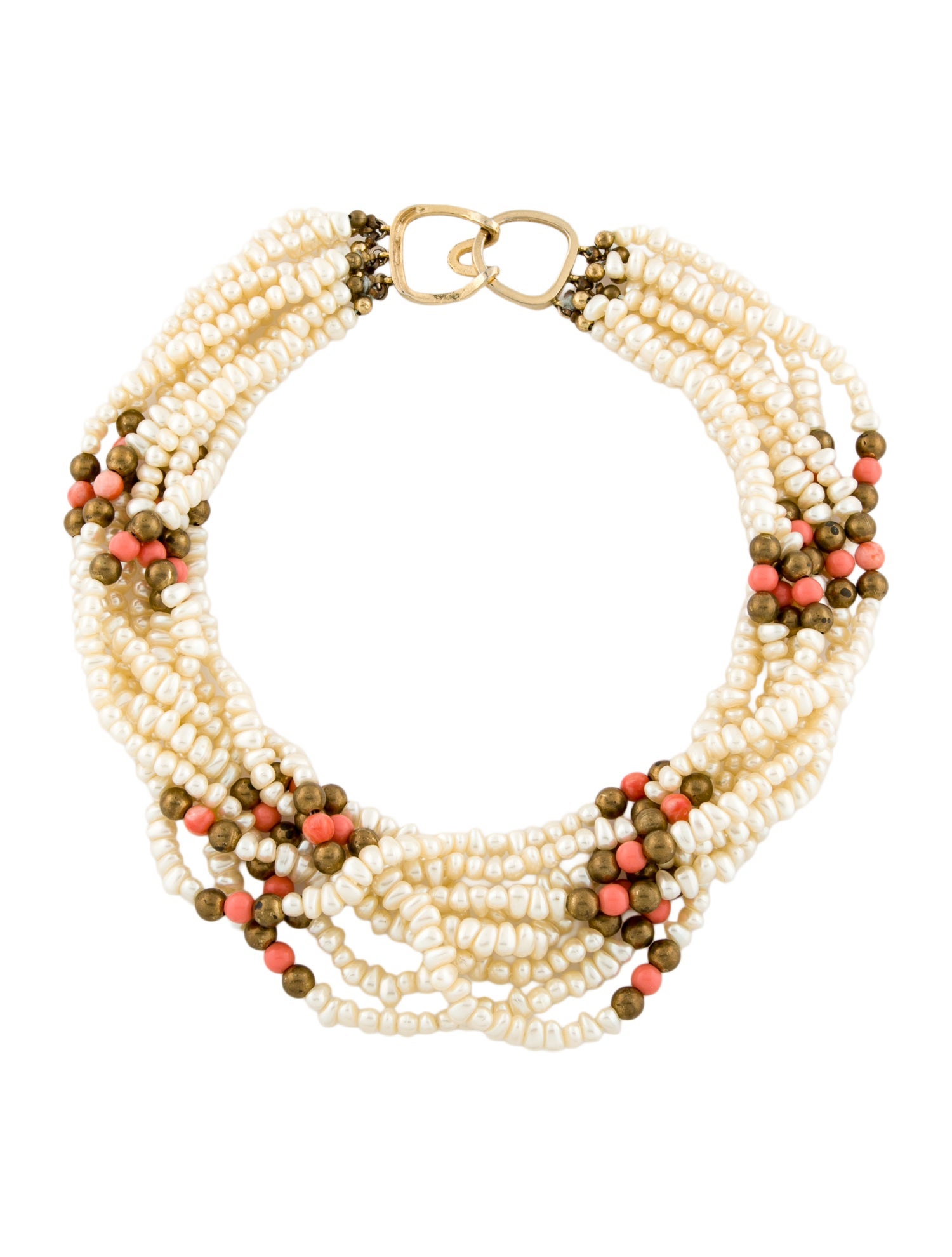 Kenneth Jay Lane Faux Pearl & Bead Collar Necklace