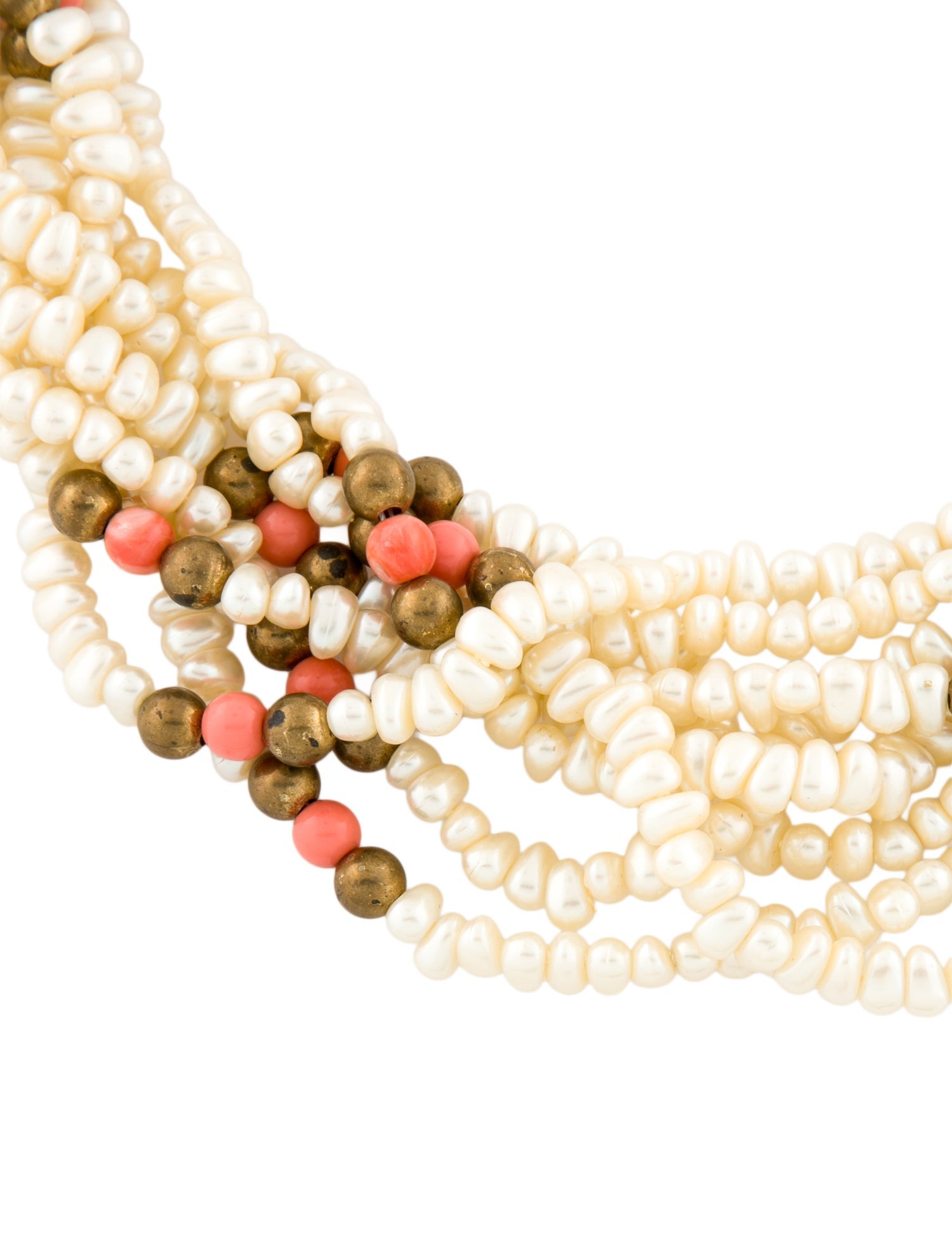 Kenneth Jay Lane Faux Pearl & Bead Collar Necklace