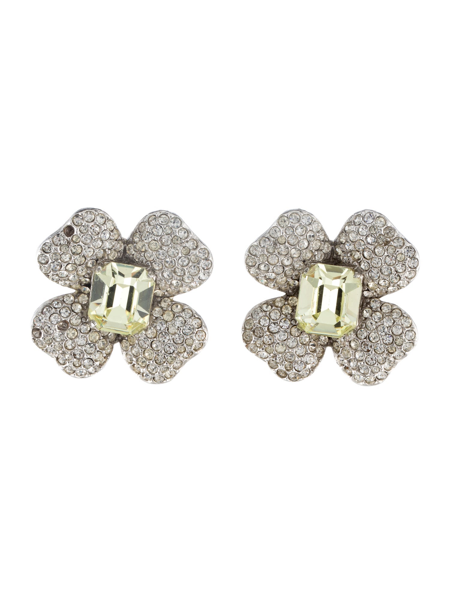 Kenneth Jay Lane Crystal Flower Clip-On Earrings