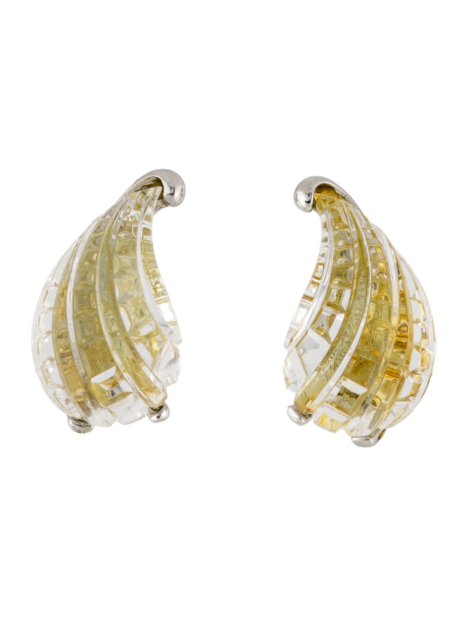 Kenneth Jay Lane Carved Acrylic Clip On Earrings