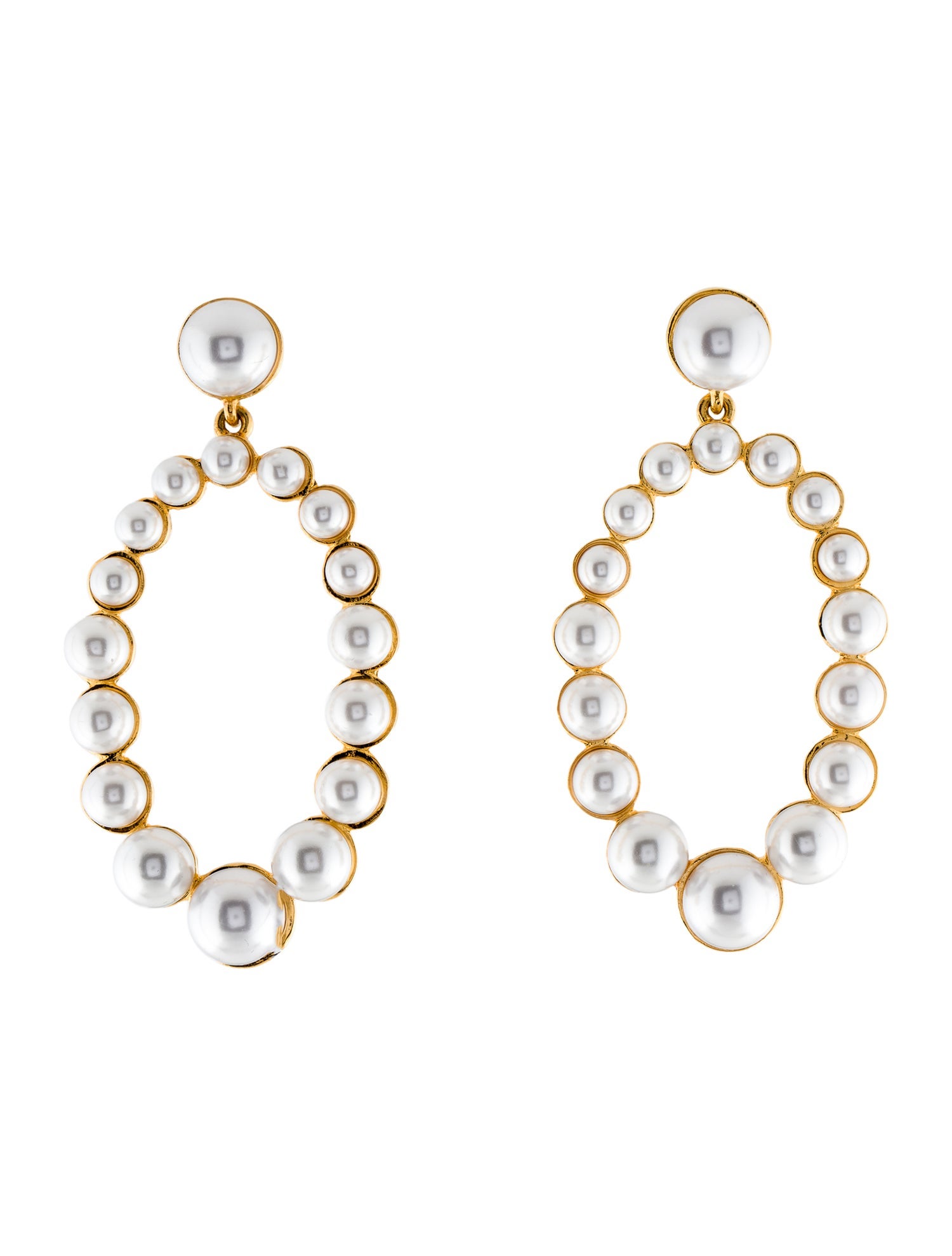 Kenneth Jay Lane Faux Pearl Oval Drop Earrings