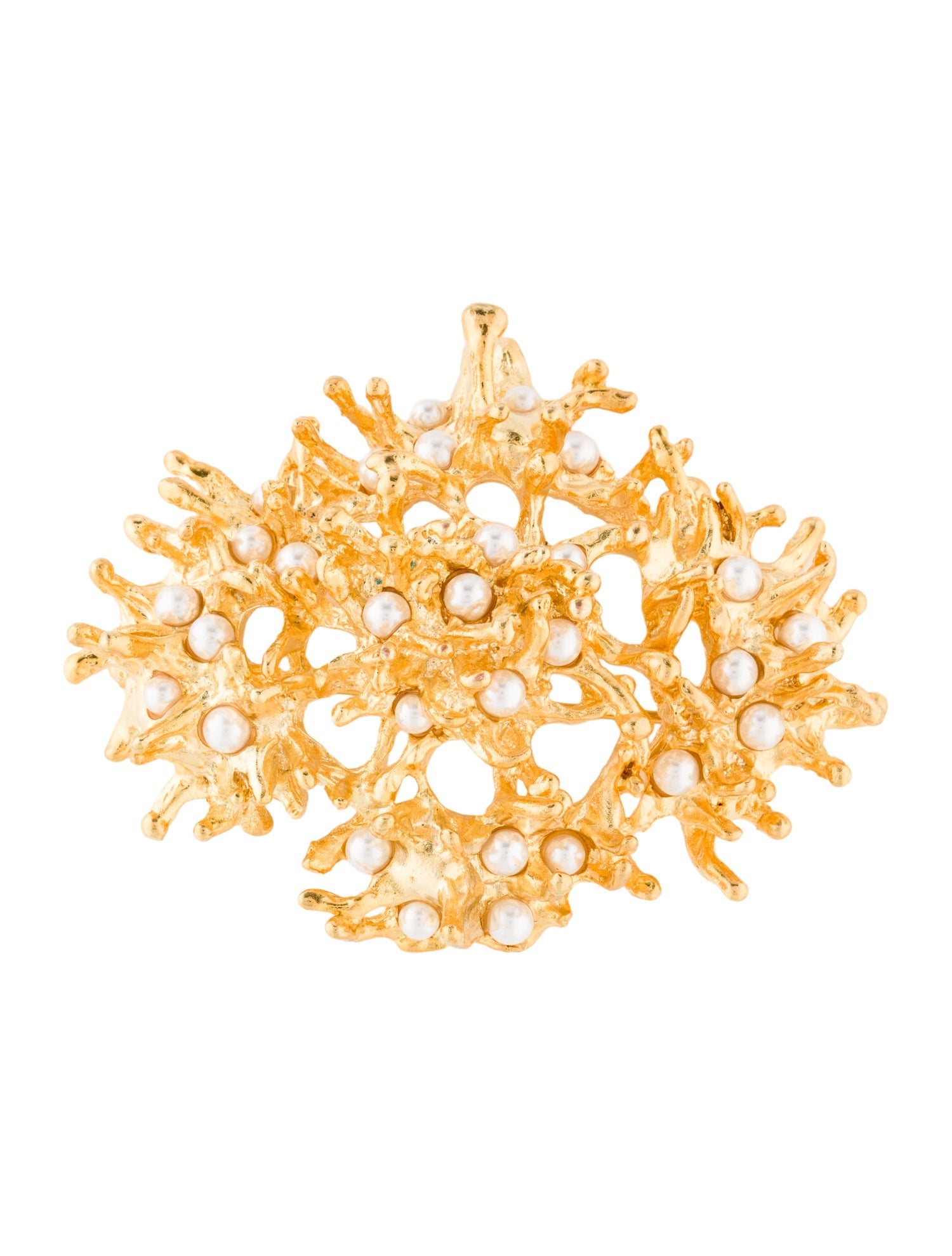 Kenneth Jay Lane Faux Pearl Branch Pin Brooch