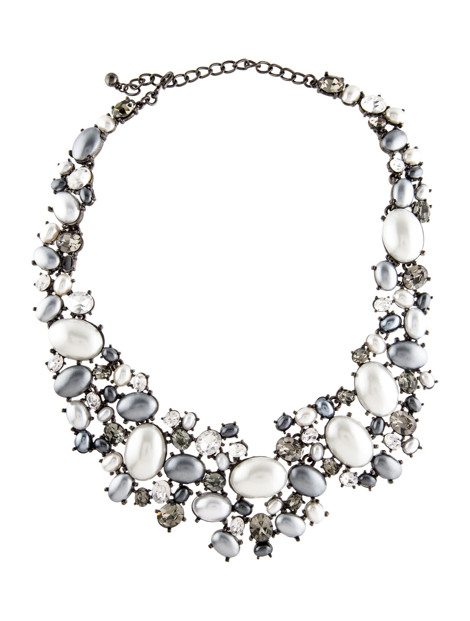 Kenneth Jay Lane Crystal & Faux Pearl Collar Necklace