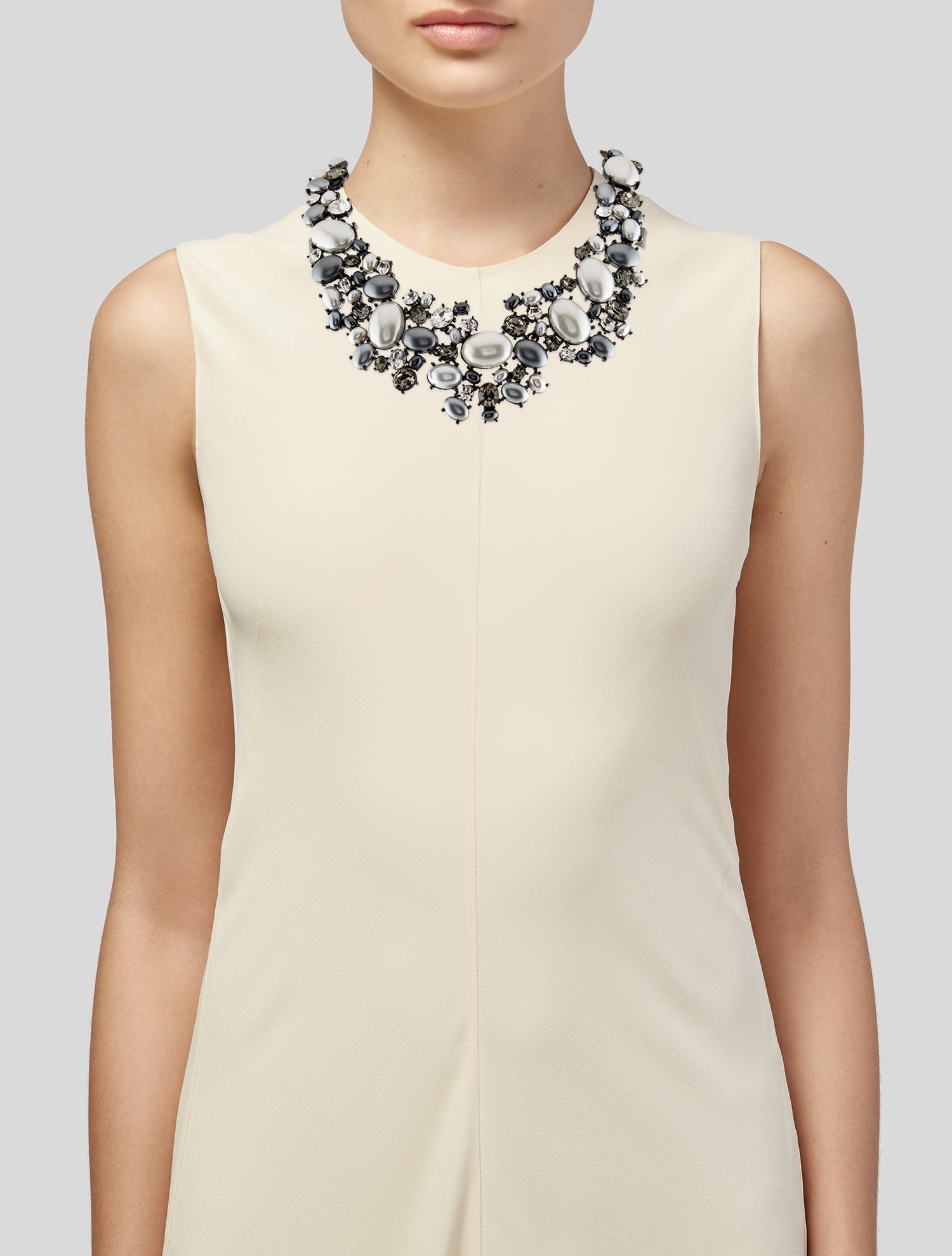Kenneth Jay Lane Crystal & Faux Pearl Collar Necklace