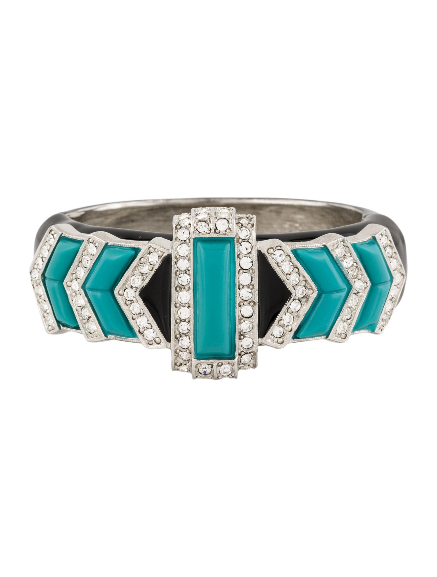 Kenneth Jay Lane Enamel & Crystal Bangle Bracelet