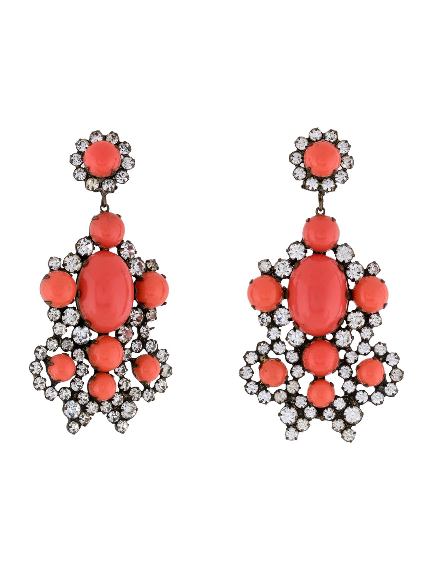 Kenneth Jay Lane Enamel & Crystal Drop Earrings