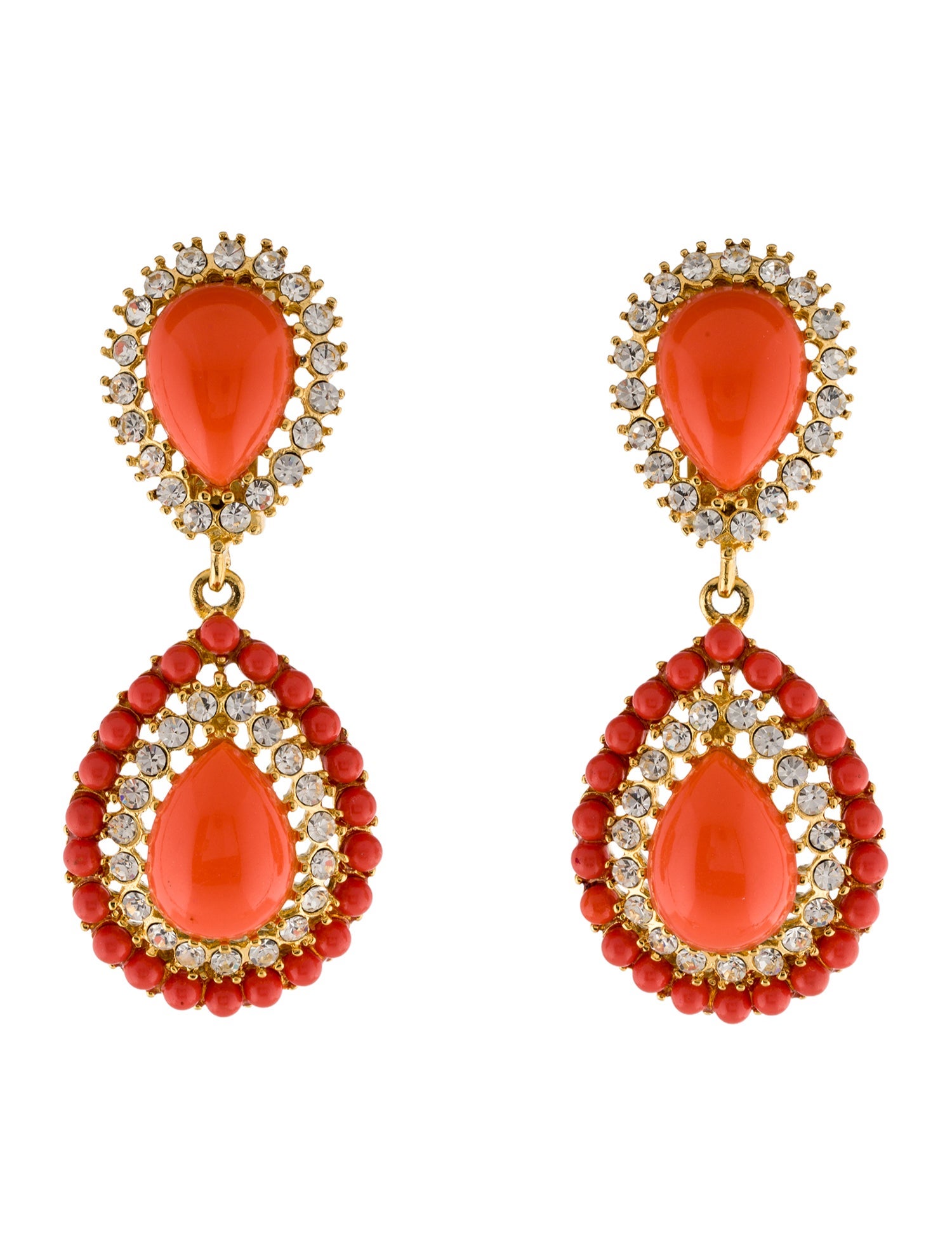 Kenneth Jay Lane Crystal & Resin Teardrop Clip-On Earrings