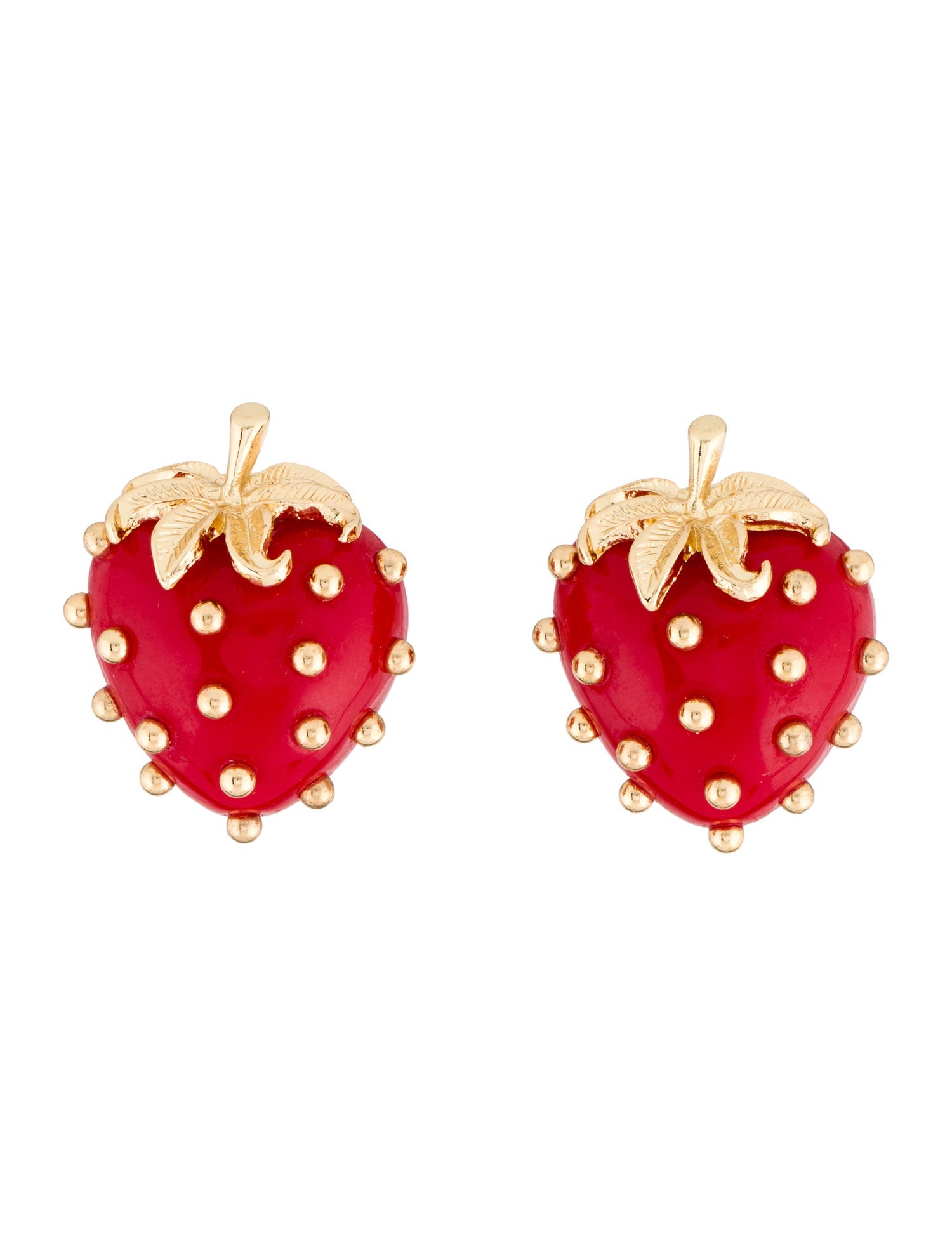 Kenneth Jay Lane Resin Strawberry Clip-On Earrings