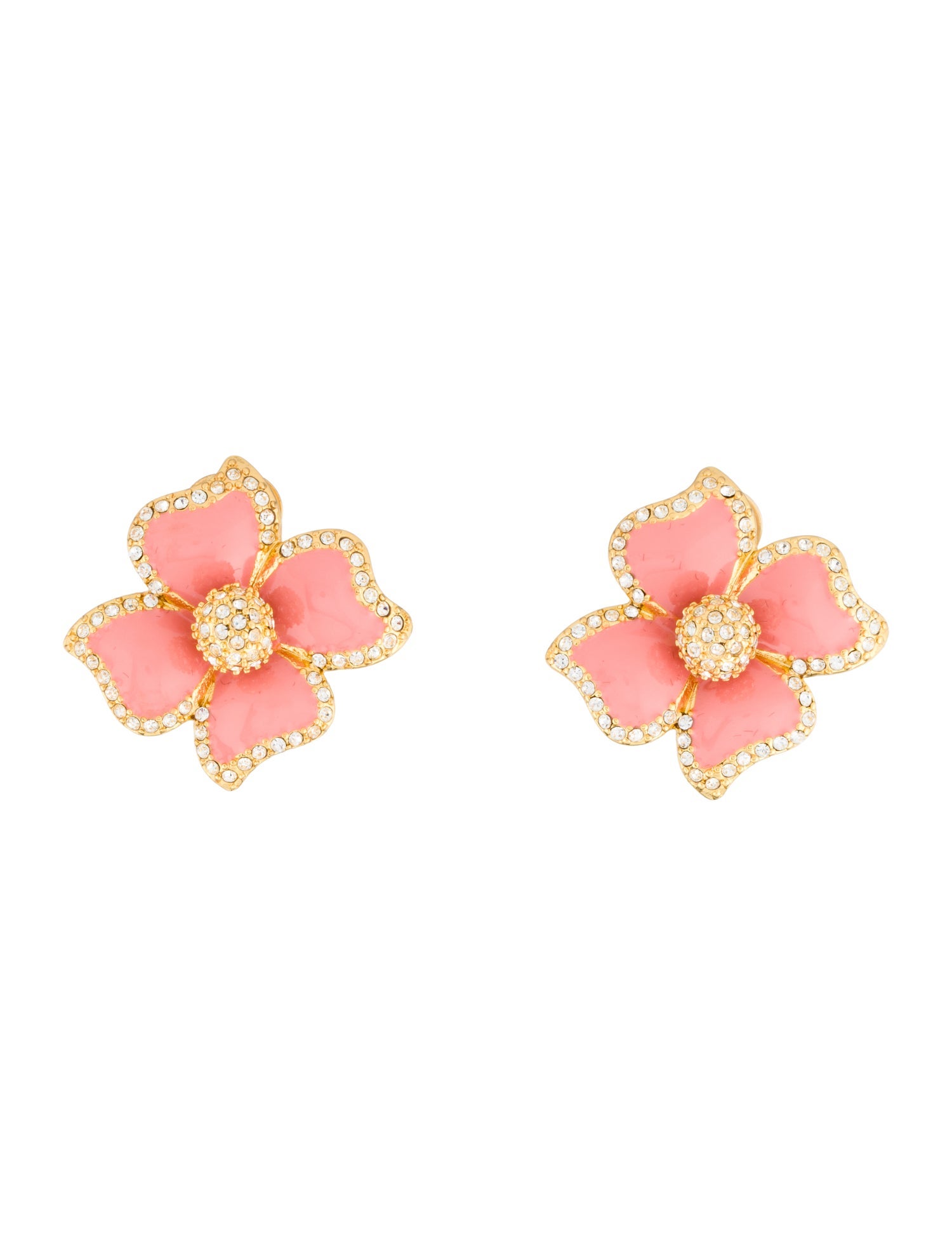 Kenneth Jay Lane Enamel & Crystal Clip-On Earrings