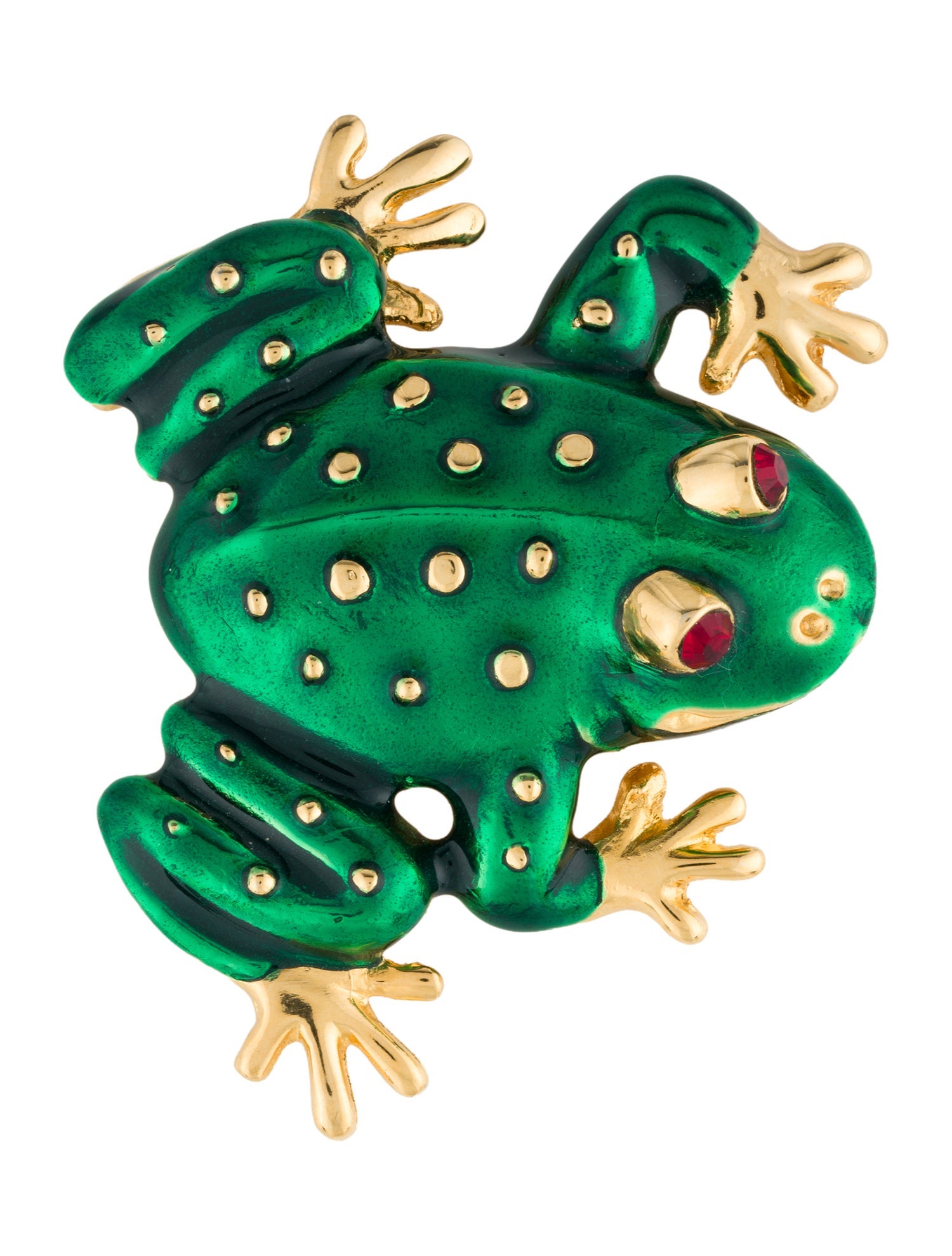 Kenneth Jay Lane Crystal & Resin Frog Brooch