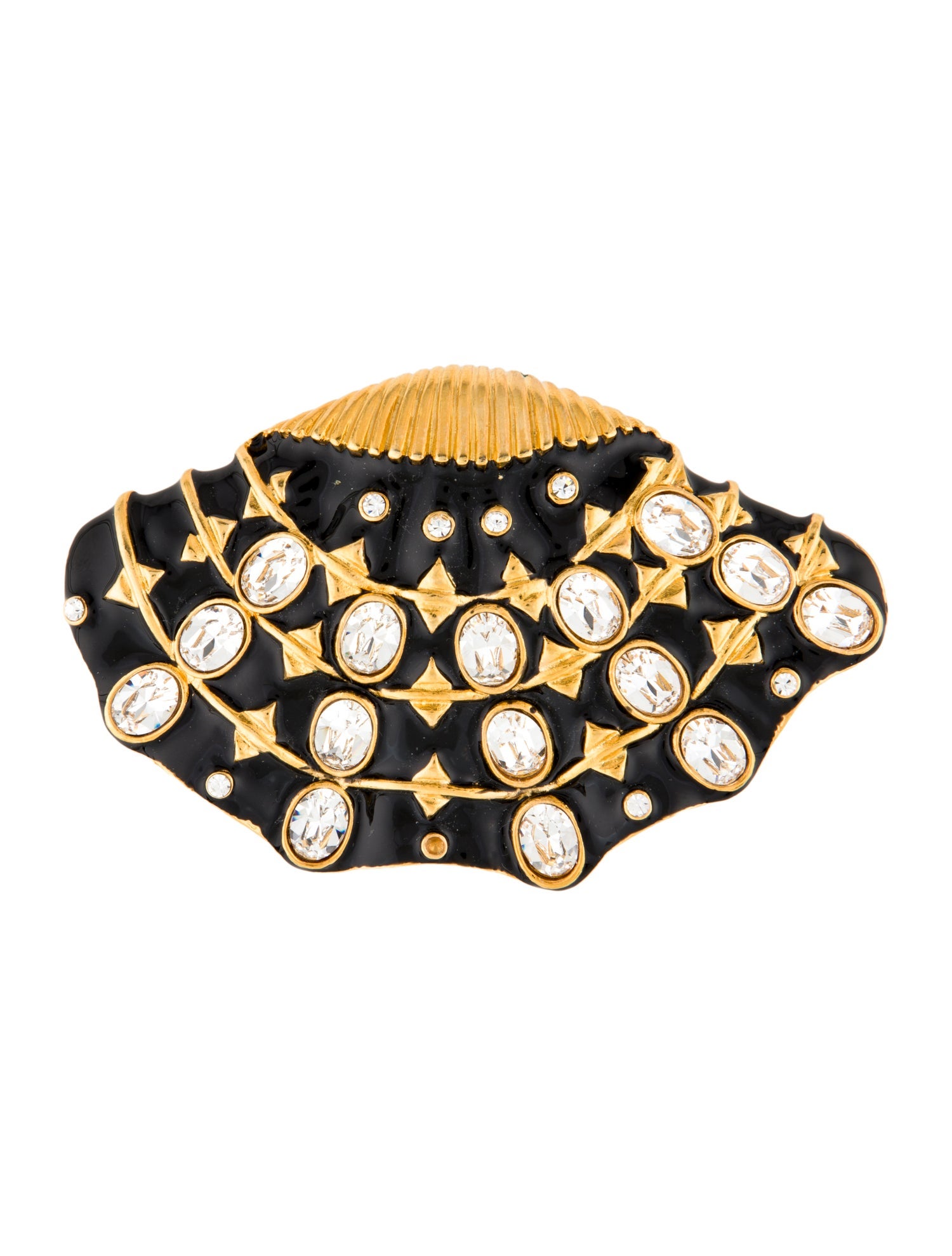 Kenneth Jay Lane Crystal & Enamel Shell Brooch