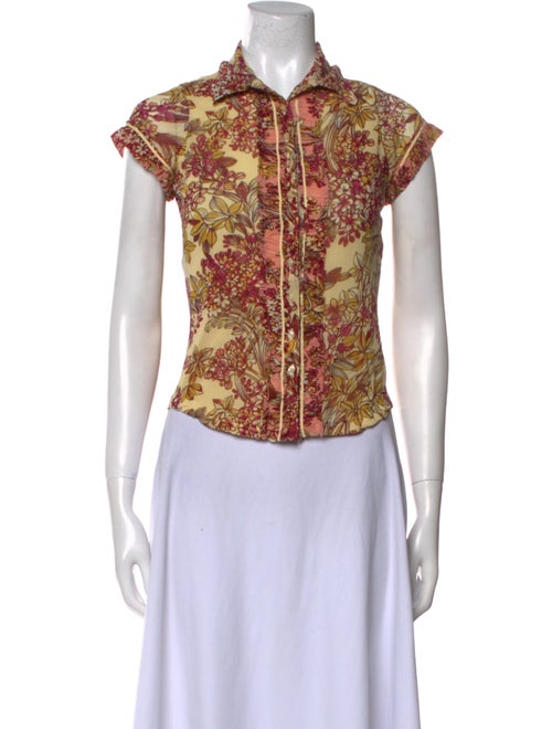 Kenzo Jeans Printed Short Sleeve Button-Up Top