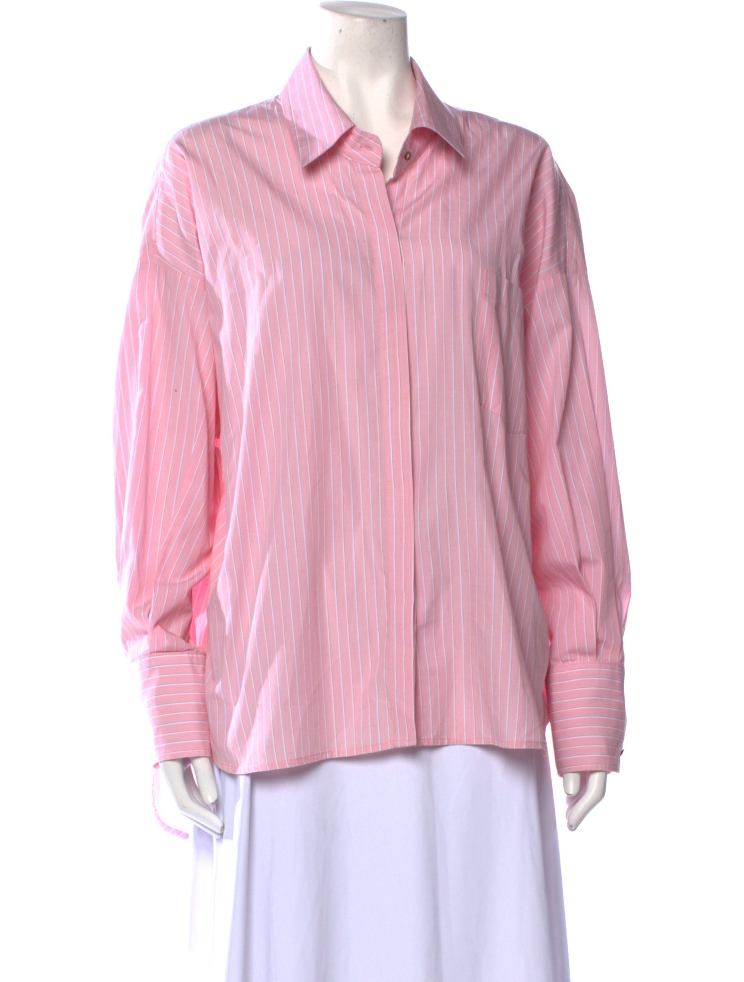 KES Striped Long Sleeve Button-Up Top