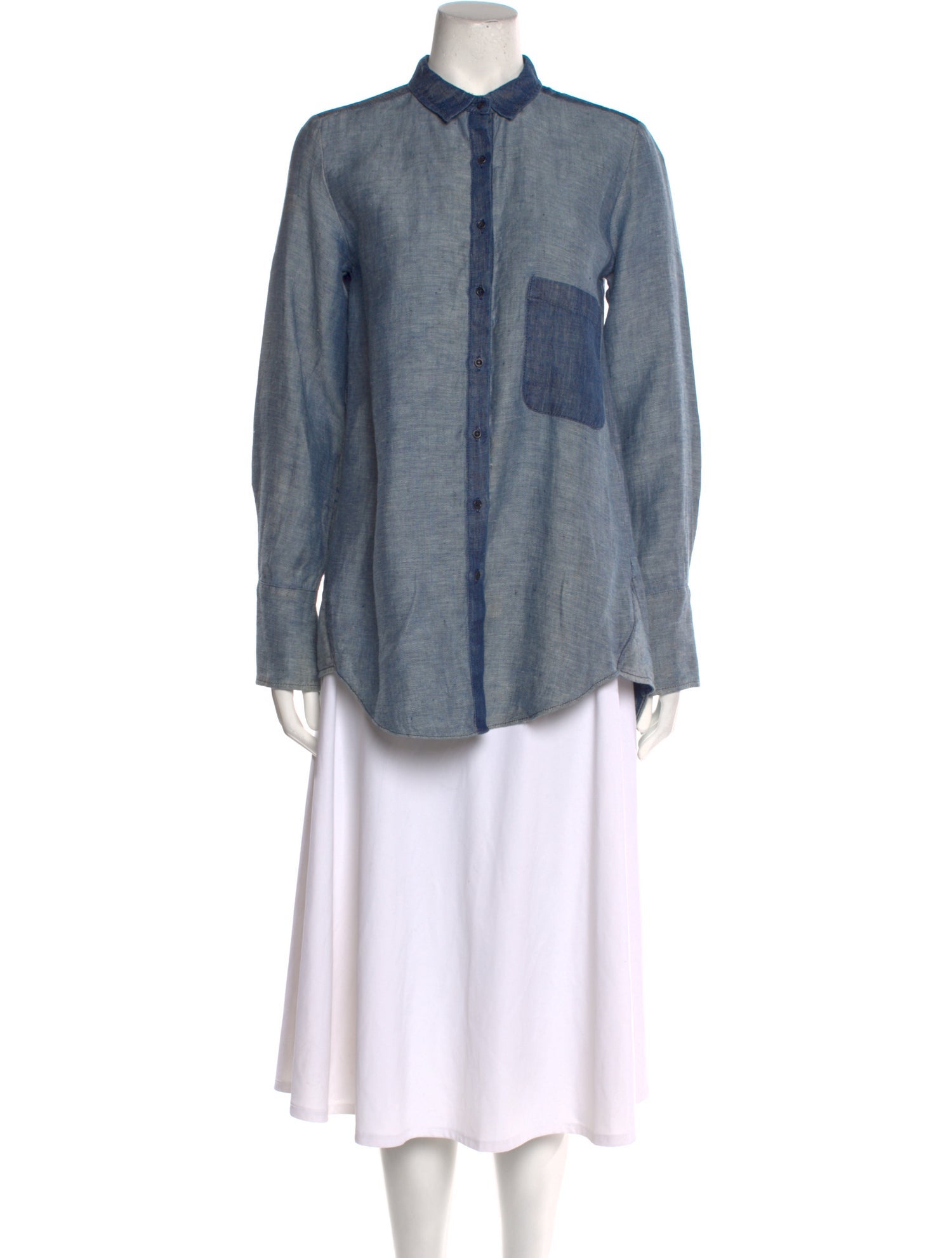 KES Linen Long Sleeve Button-Up Top