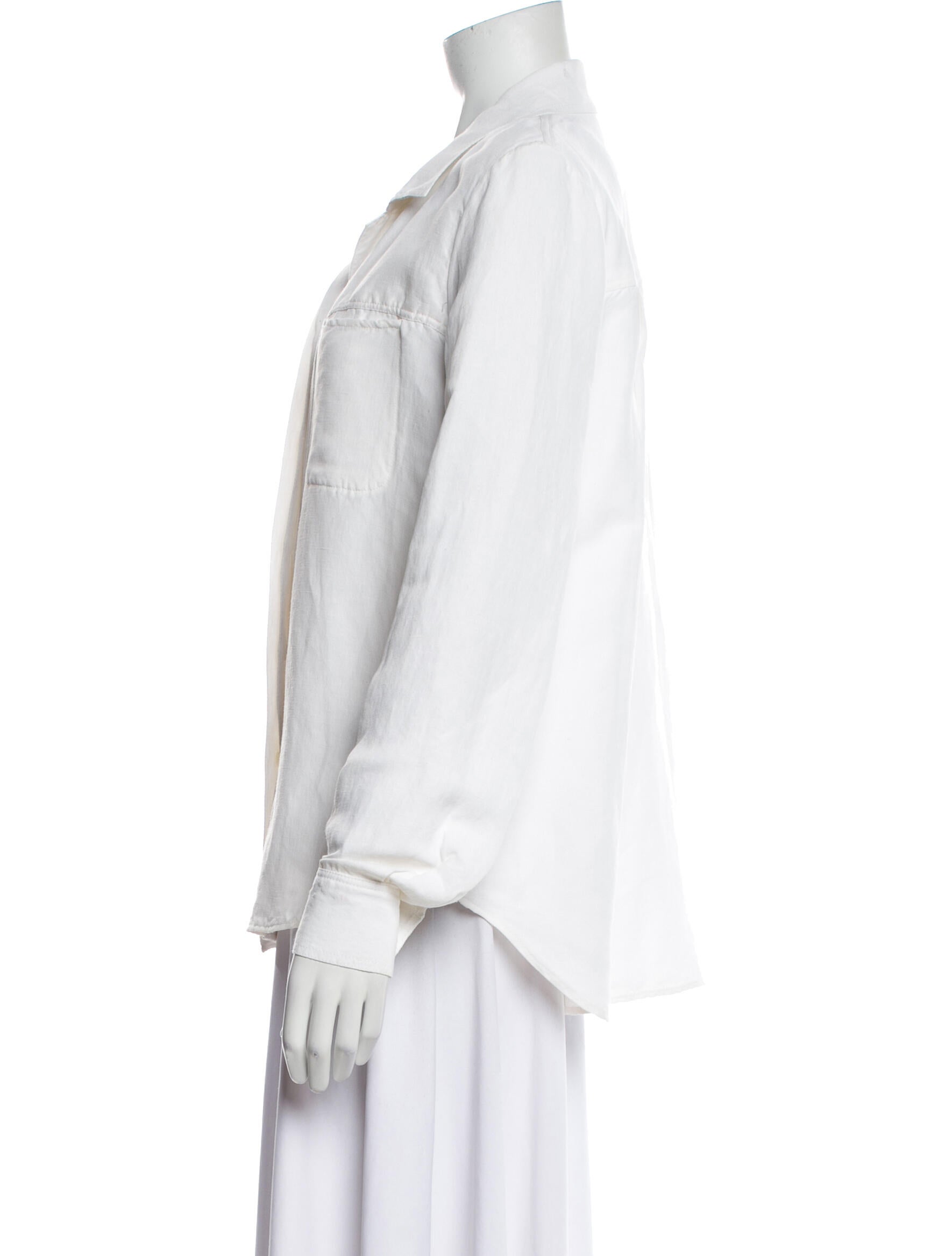 KES Linen Long Sleeve Button-Up Top