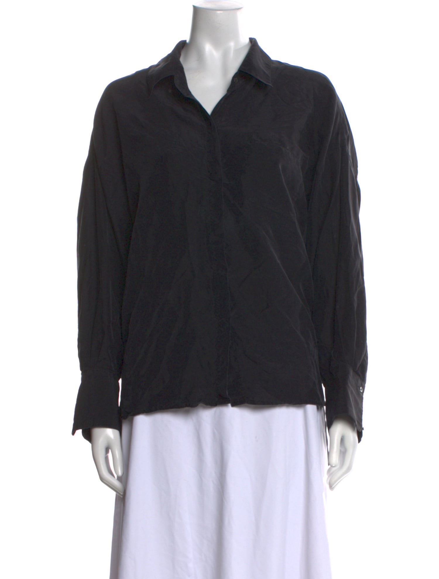 KES Silk Long Sleeve Button-Up Top