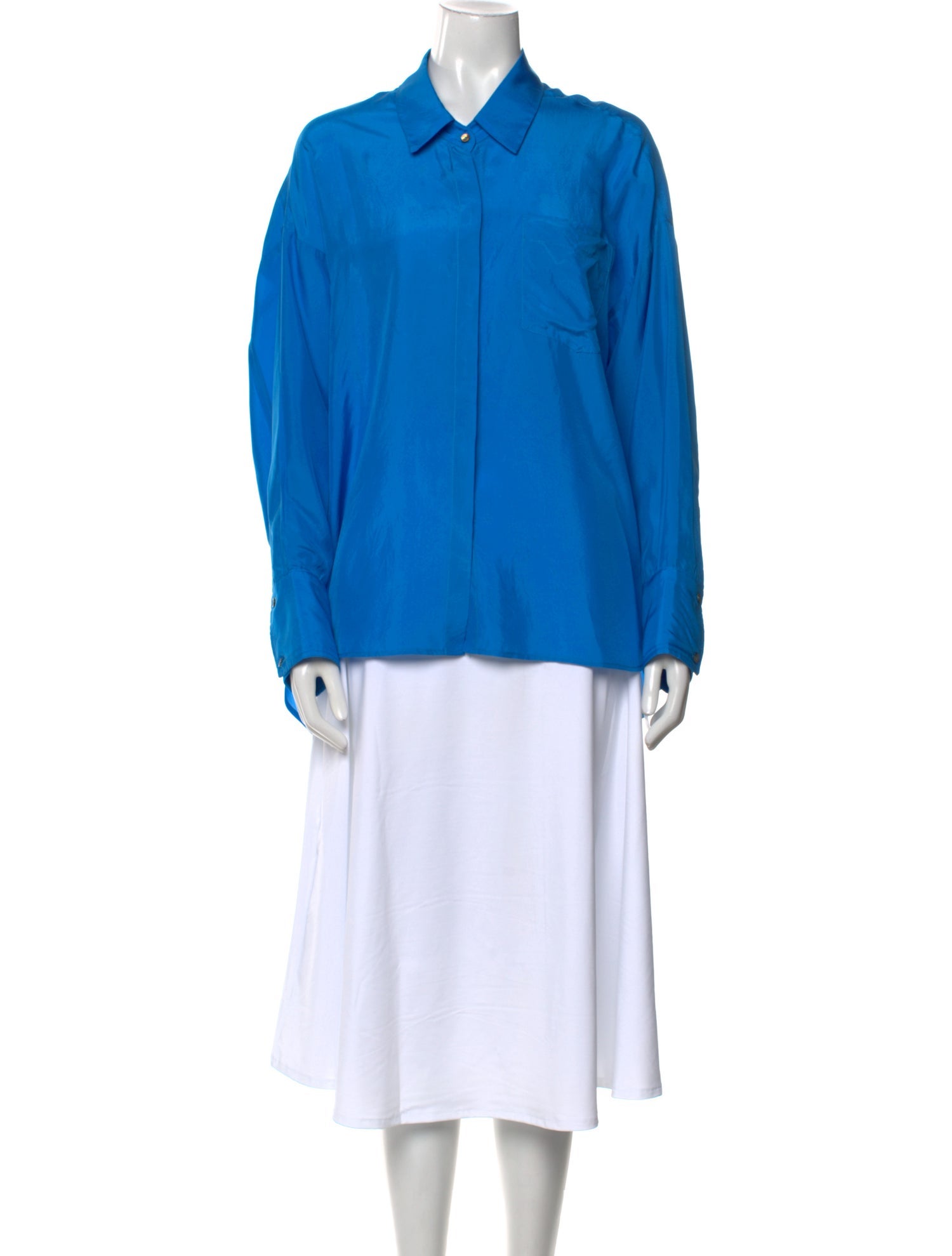 KES Silk Long Sleeve Button-Up Top