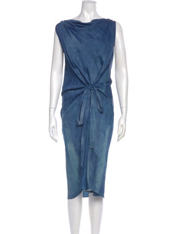Pre-owned Kes Silk Midi Length Dress W/ Tags In Blue