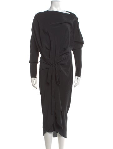 Pre-owned Kes Silk Long Dress In Gray