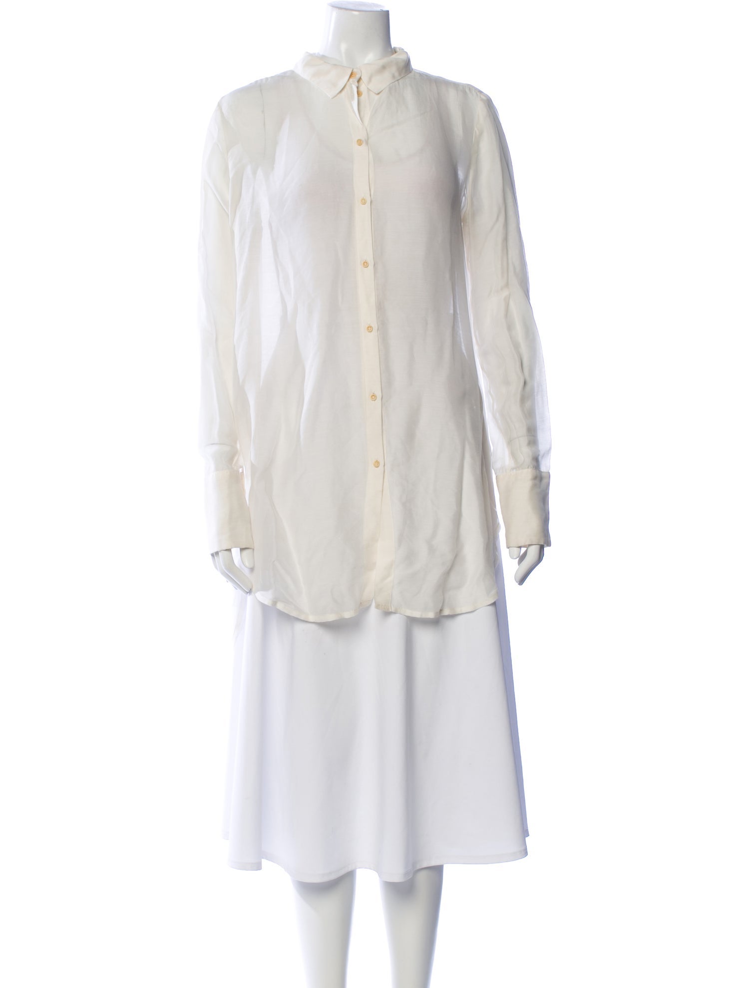 KES Silk Long Sleeve Button-Up Top