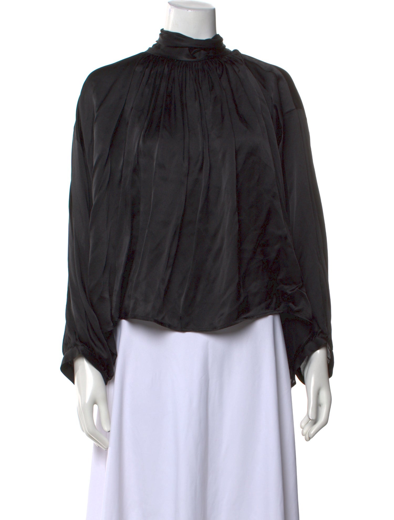 Merlette Scoop Neck Long Sleeve Blouse - Black Tops, Clothing