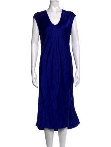Pre-owned Kes V-neck Midi Length Dress In Blue
