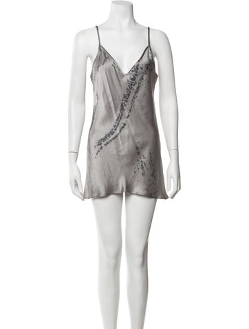 Pre-owned Kes Silk Mini Dress In Silver