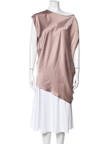 Pre-owned Kes Silk Asymmetrical Top In Pink