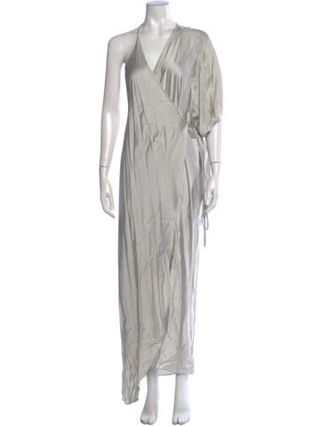 Pre-owned Kes Silk Long Dress In Grey