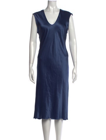 Pre-owned Kes Silk Midi Length Dress In Blue
