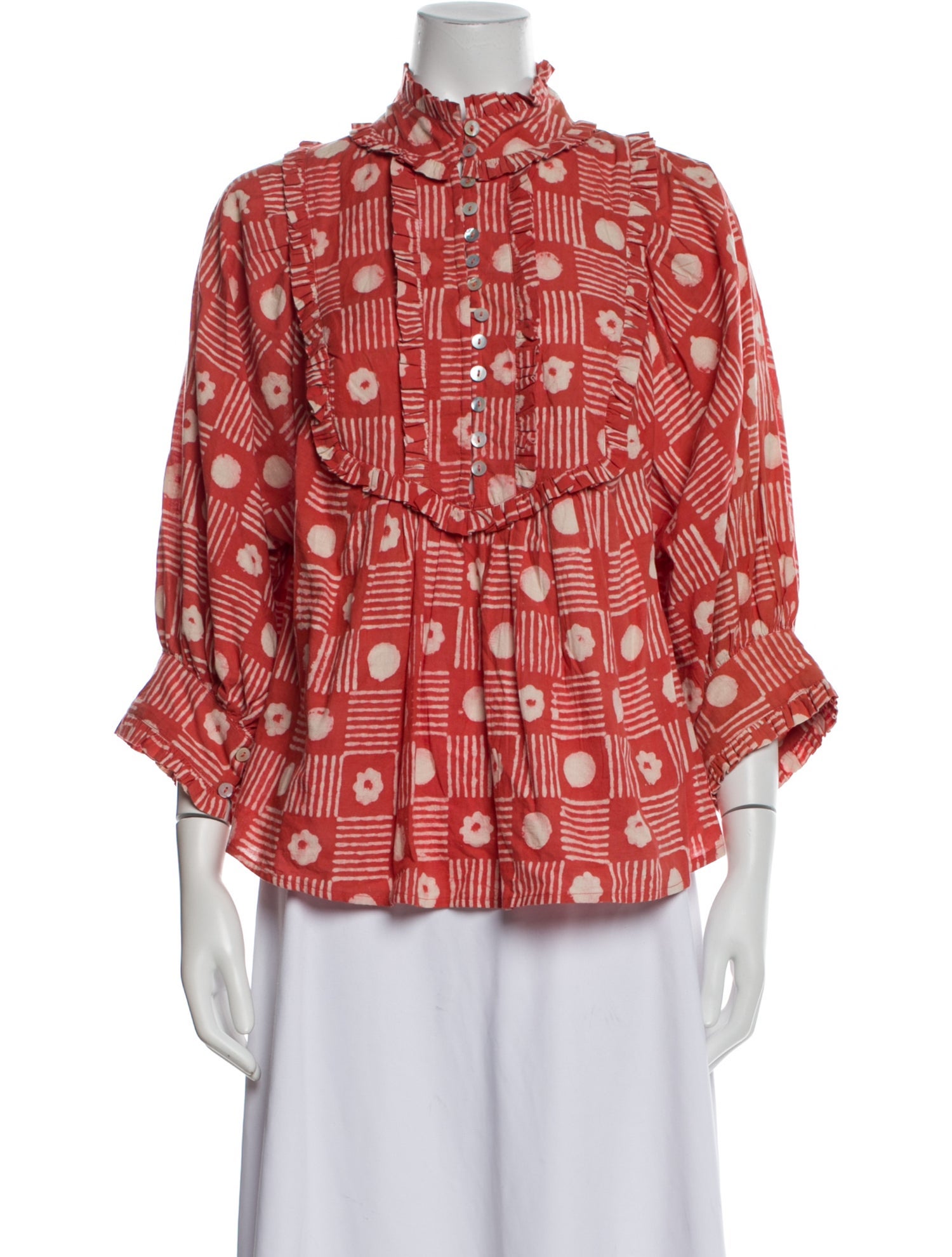 Kinga Csilla Printed Mock Neck Blouse
