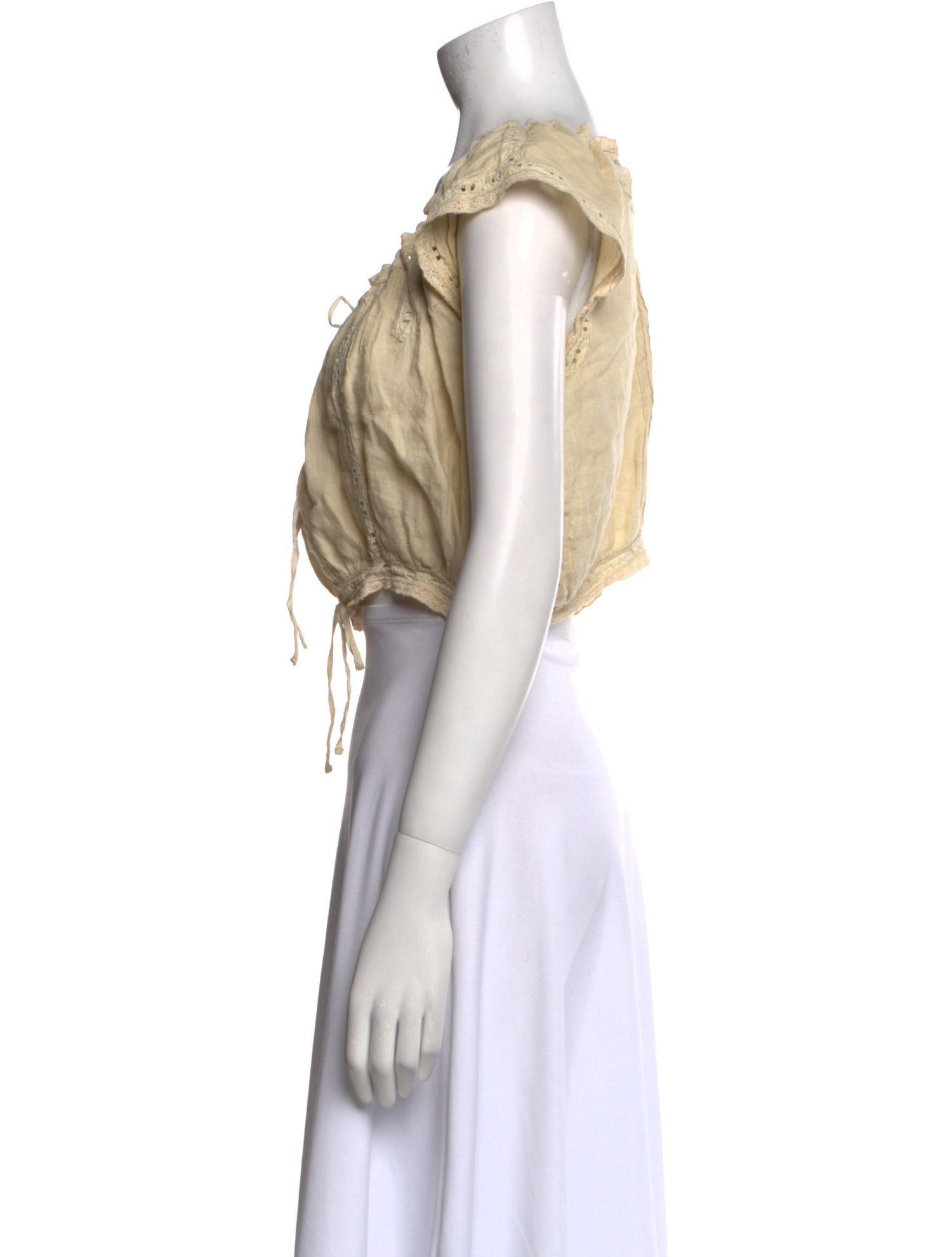 Kinga Csilla Linen Square Neckline Crop Top