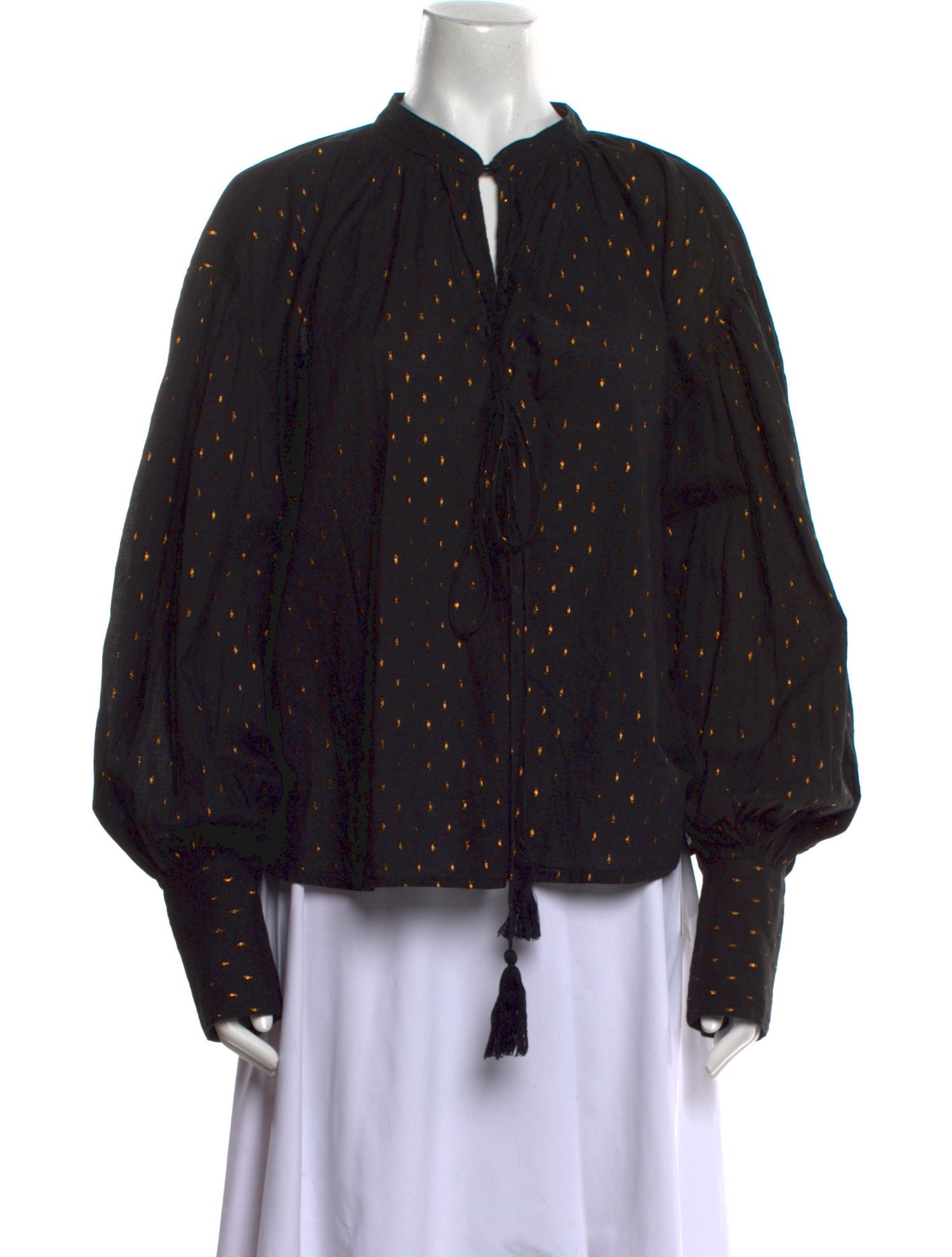 Kinga Csilla Polka Dot Print Mock Neck Blouse