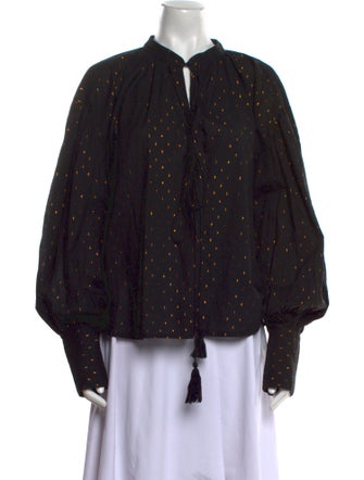 Kinga Csilla Polka Dot Print Mock Neck Blouse