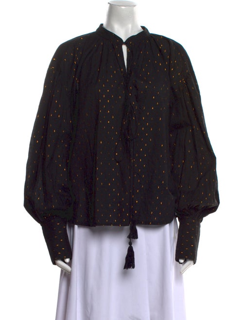 Kinga Csilla Polka Dot Print Mock Neck Blouse