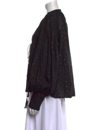 Kinga Csilla Polka Dot Print Mock Neck Blouse