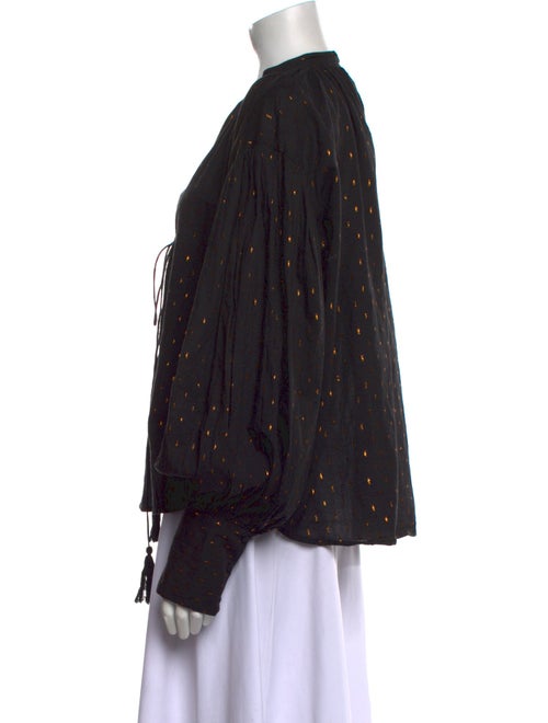 Kinga Csilla Polka Dot Print Mock Neck Blouse