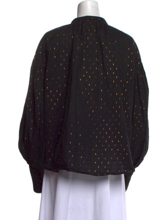 Kinga Csilla Polka Dot Print Mock Neck Blouse