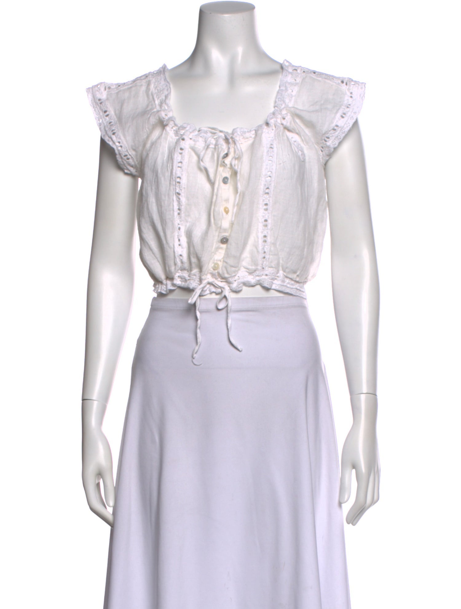 Kinga Csilla Linen Square Neckline Crop Top