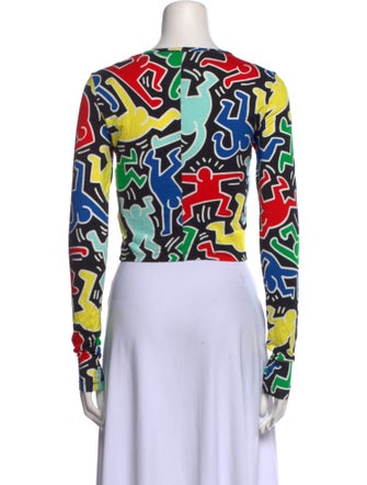 Keith Haring x Alice + Olivia Printed Scoop Neck Crop Top