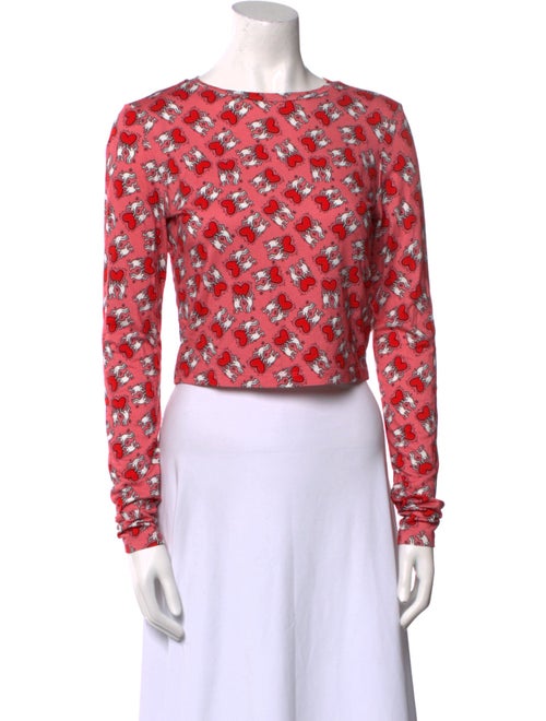 Keith Haring x Alice + Olivia Printed Crew Neck Crop Top