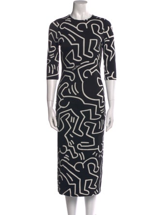 Keith Haring x Alice + Olivia Printed Midi Length Dress