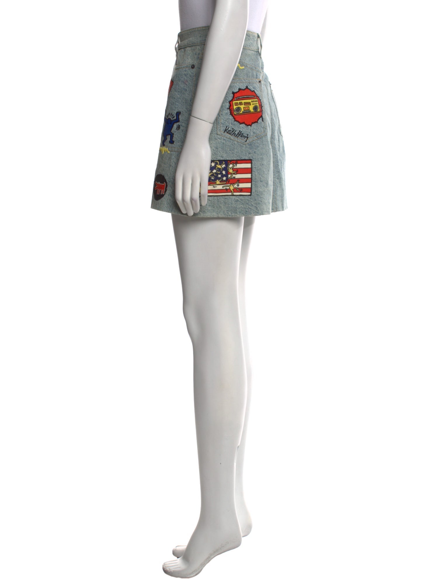 Keith Haring x Alice + Olivia Printed Mini Skirt