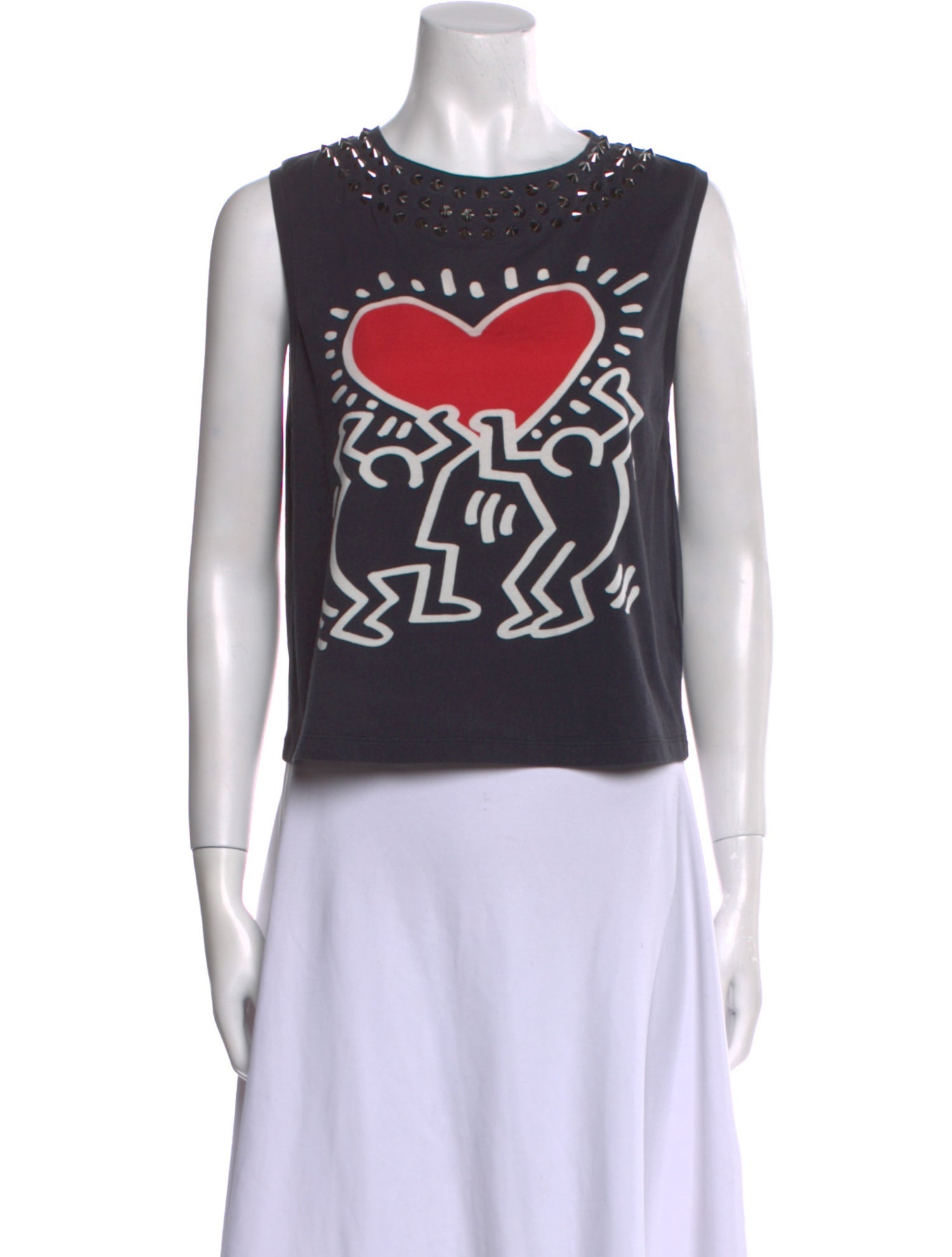 Keith Haring x Alice + Olivia Graphic Print Crew Neck Crop Top